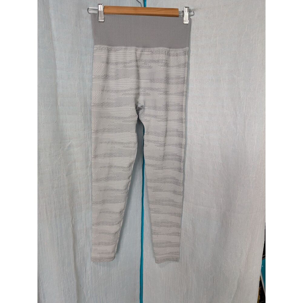 HIIT Gray Seamless High-Rise Leggings Textured Geo Jacquard Stripe Yoga Pants L